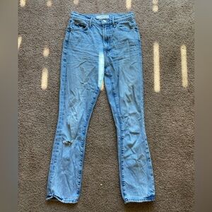 MOTHER denim the swooner rascal ankle jeans signs & symbols light wash cropped